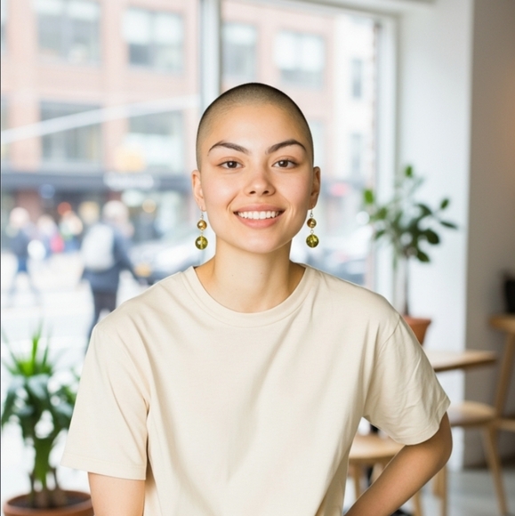 Women's dangly gold earrings - Picture 1 of 2